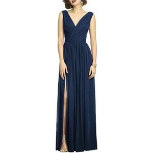DESSY COLLECTION NWT $273 Midnight V-Neck Chiffon Gown Dress Size 4